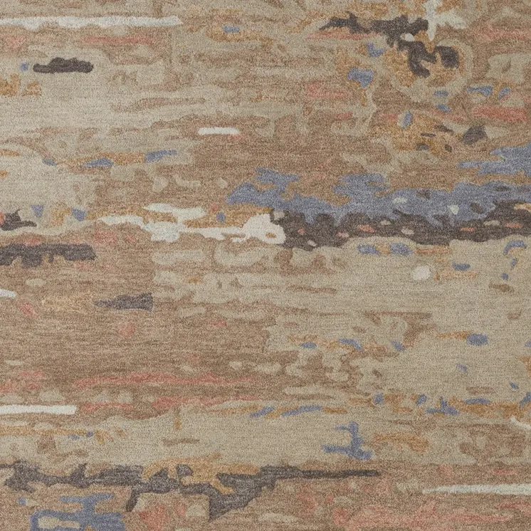 12' X 15' Tan And Blue Wool Abstract Tufted Handmade Area Rug