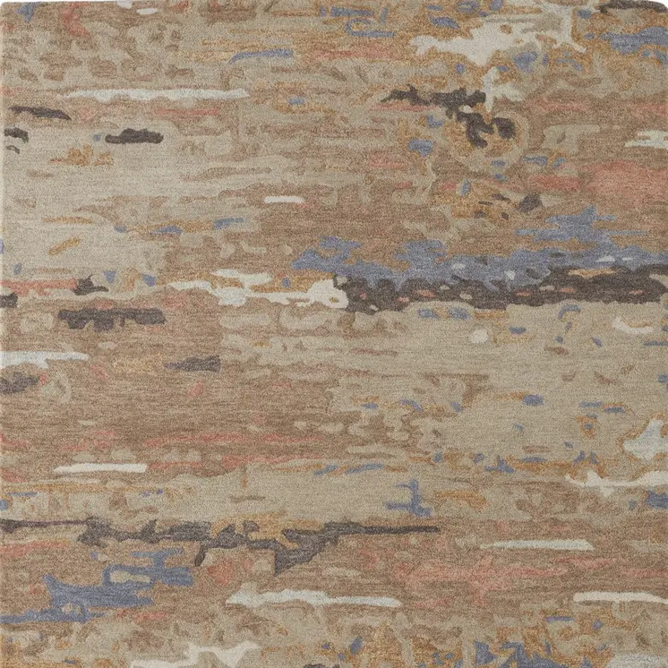 12' X 15' Tan And Blue Wool Abstract Tufted Handmade Area Rug