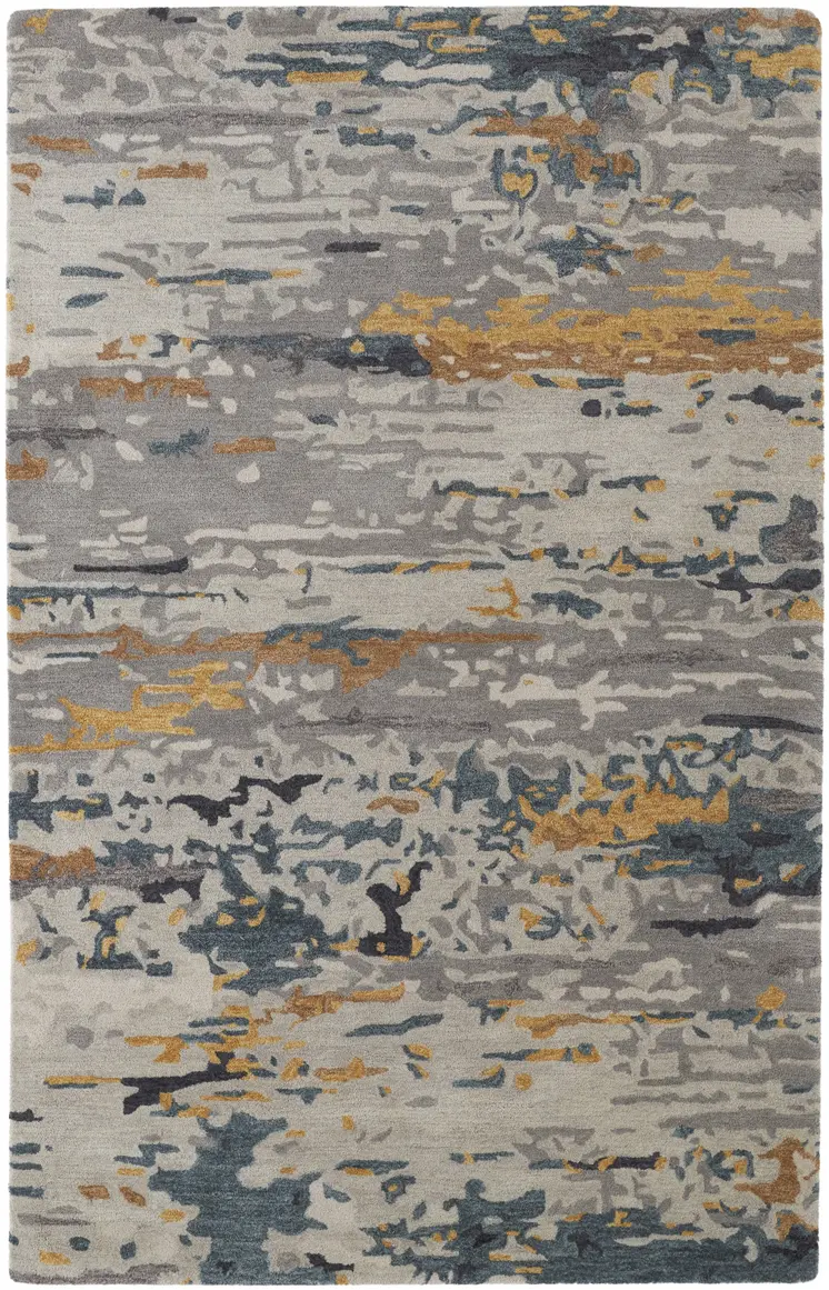 8' X 10' Blue and Gray Wool Abstract Hand Tufted Area Rug