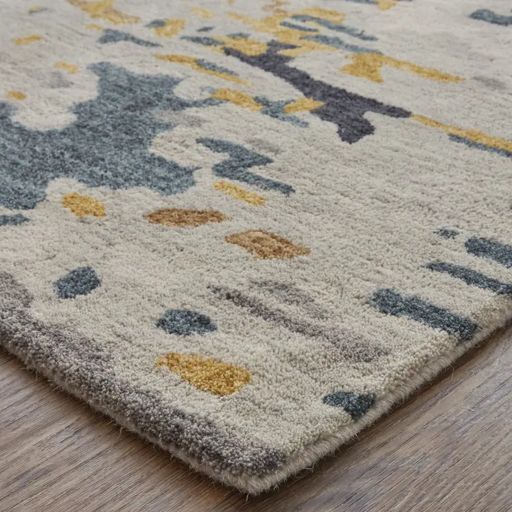 8' X 10' Blue and Gray Wool Abstract Hand Tufted Area Rug