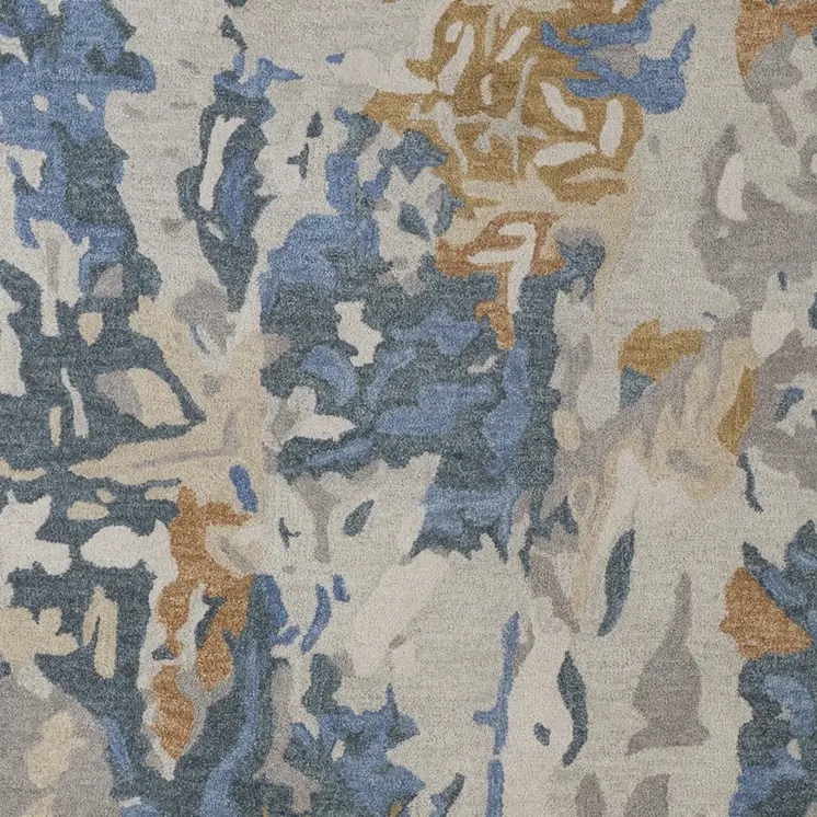 5' X 8' Blue and Gray Wool Abstract Hand Tufted Area Rug