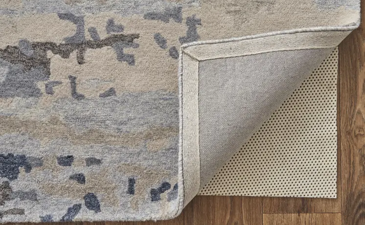 5' X 8' Blue and Ivory Wool Abstract Hand Tufted Area Rug