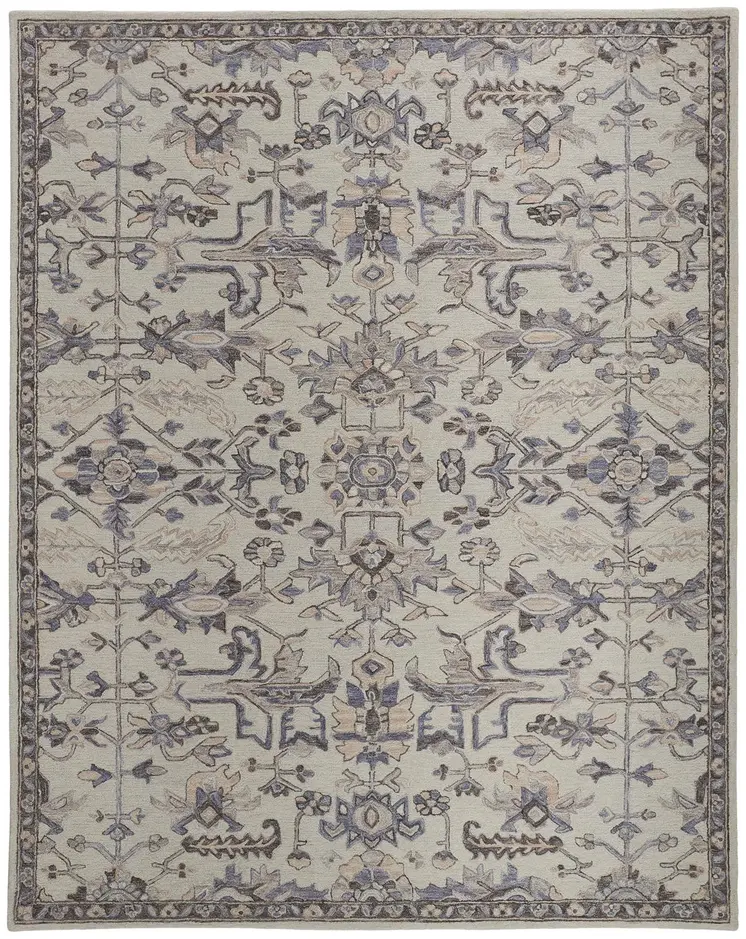 4' X 6' Ivory And Gray Wool Floral Tufted Handmade Stain Resistant Area Rug