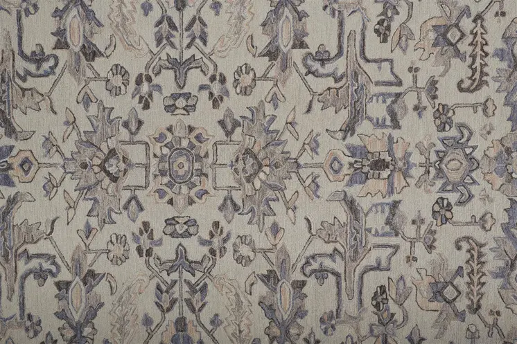 10' X 14' Ivory And Gray Wool Floral Tufted Handmade Stain Resistant Area Rug