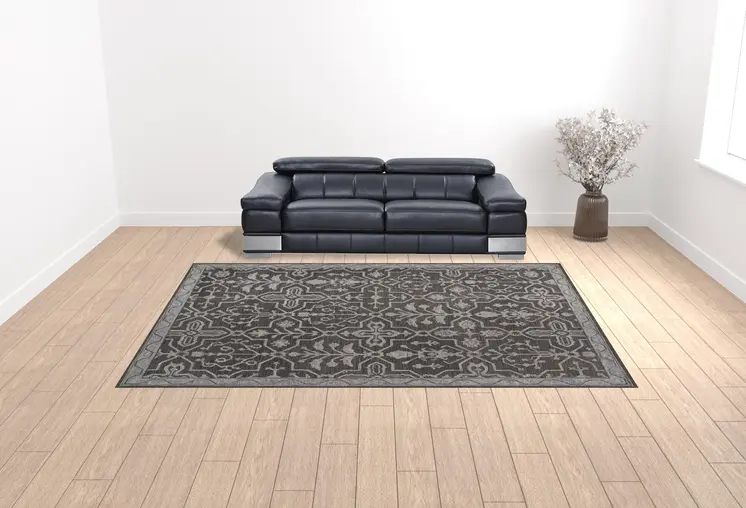 10' X 14' Gray Blue And Ivory Wool Floral Tufted Handmade Stain Resistant Area Rug
