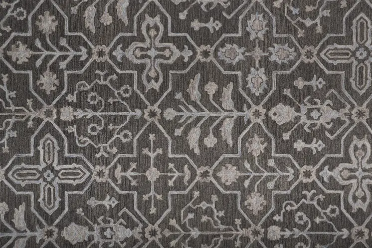 2' X 3' Gray Blue And Ivory Wool Floral Tufted Handmade Stain Resistant Area Rug