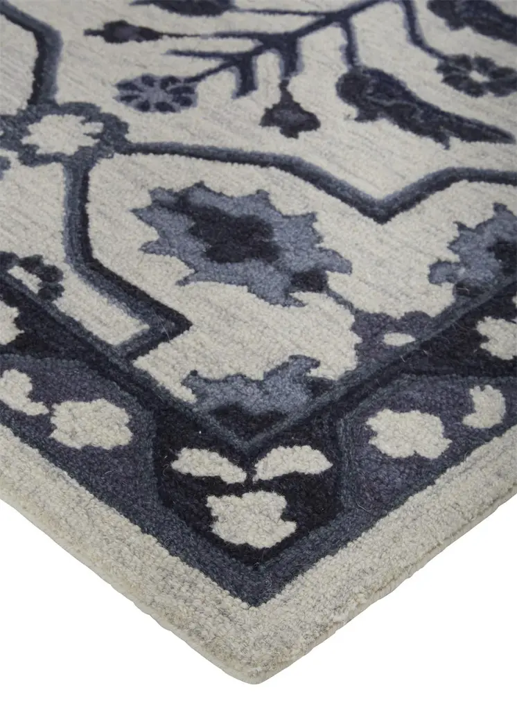 5' X 8' Taupe And Gray Wool Floral Tufted Handmade Stain Resistant Area Rug