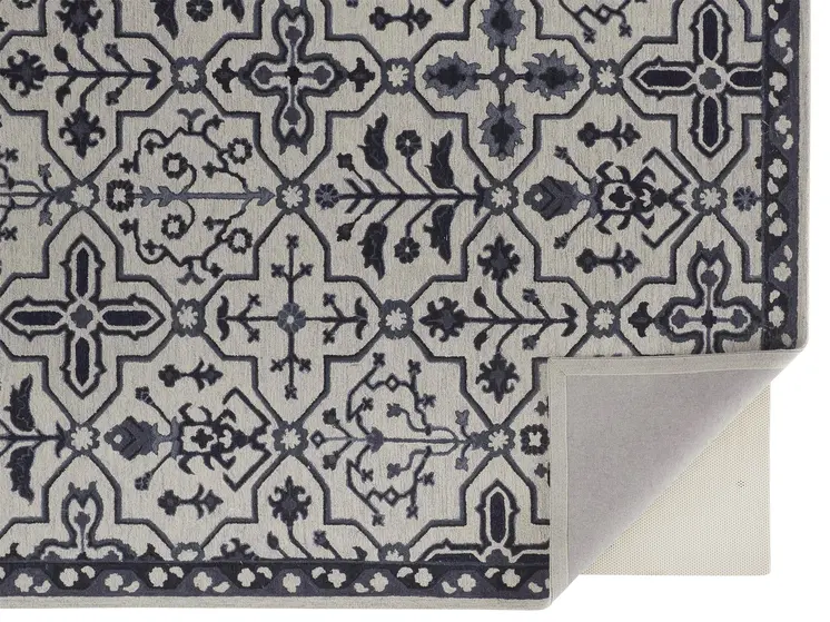 5' X 8' Taupe And Gray Wool Floral Tufted Handmade Stain Resistant Area Rug