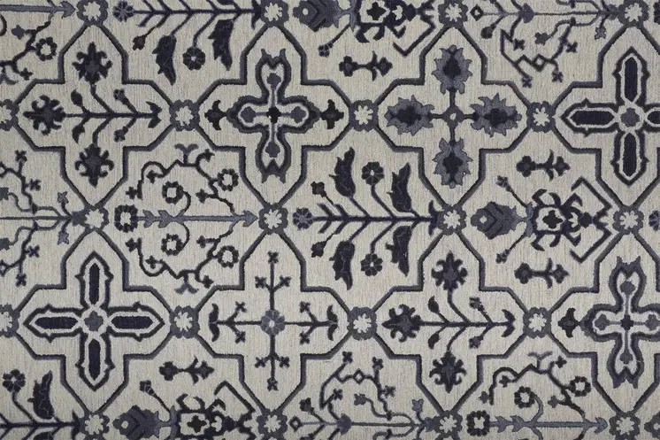 10' X 14' Taupe And Gray Wool Floral Tufted Handmade Stain Resistant Area Rug