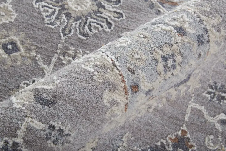 2' X 3' Gray Floral Power Loom Stain Resistant Area Rug