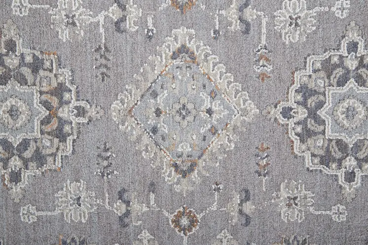 2' X 3' Gray Floral Power Loom Stain Resistant Area Rug