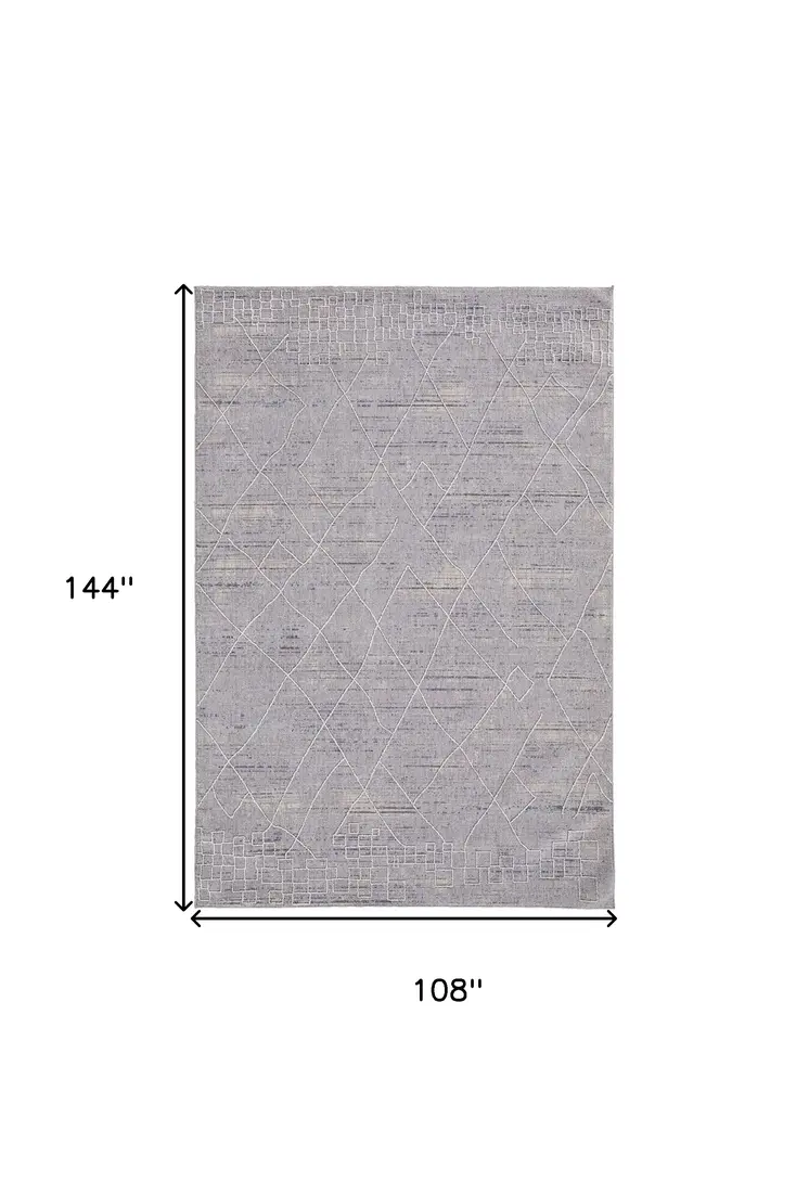 9' X 12' Gray Striped Power Loom Distressed Stain Resistant Area Rug