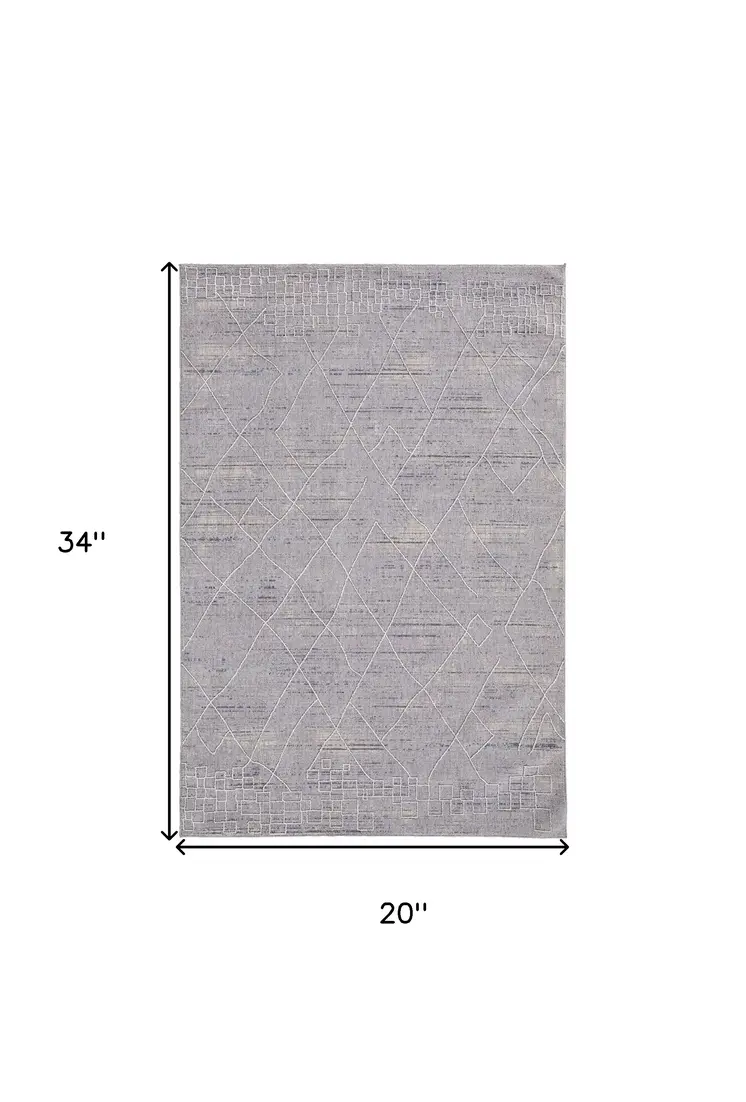 2' X 3' Gray Striped Power Loom Distressed Stain Resistant Area Rug