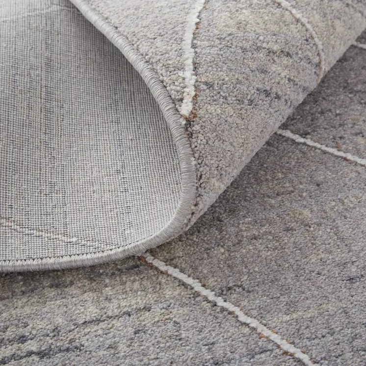 2' X 3' Gray Striped Power Loom Distressed Stain Resistant Area Rug