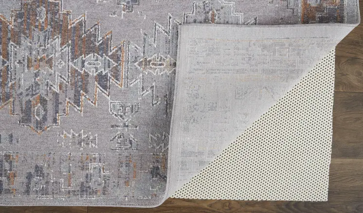 5' X 8' Blue and Gray Geometric Power Loom Distressed Area Rug