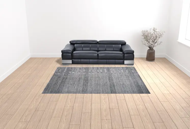 9' X 12' Silver Wool Striped Hand Knotted Area Rug
