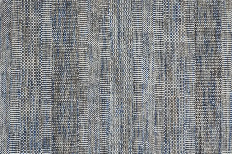12' Silver Wool Striped Hand Knotted Runner Rug