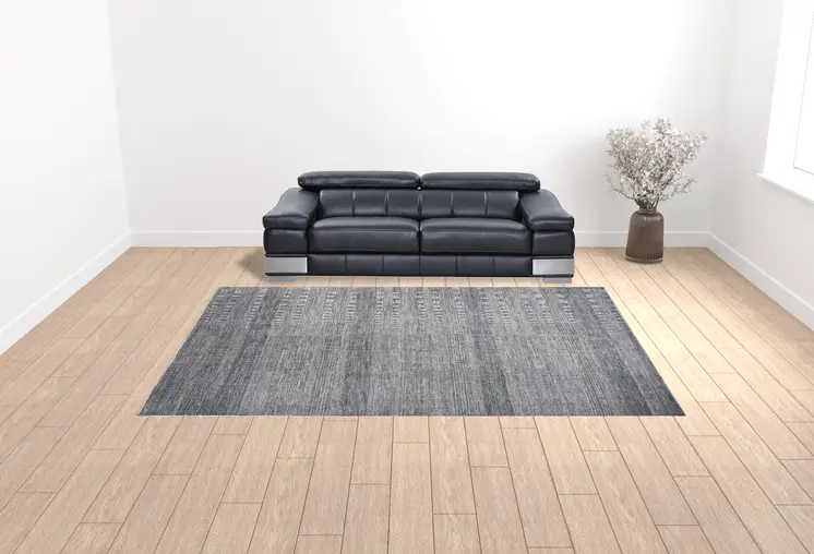 10' X 13' Silver Wool Striped Hand Knotted Area Rug