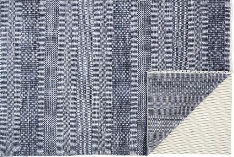 10' X 13' Blue And Gray Wool Striped Hand Knotted Area Rug