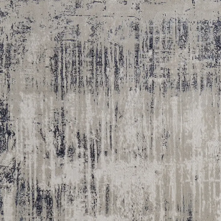 7' X 10' Tan Blue And Ivory Abstract Power Loom Distressed Area Rug