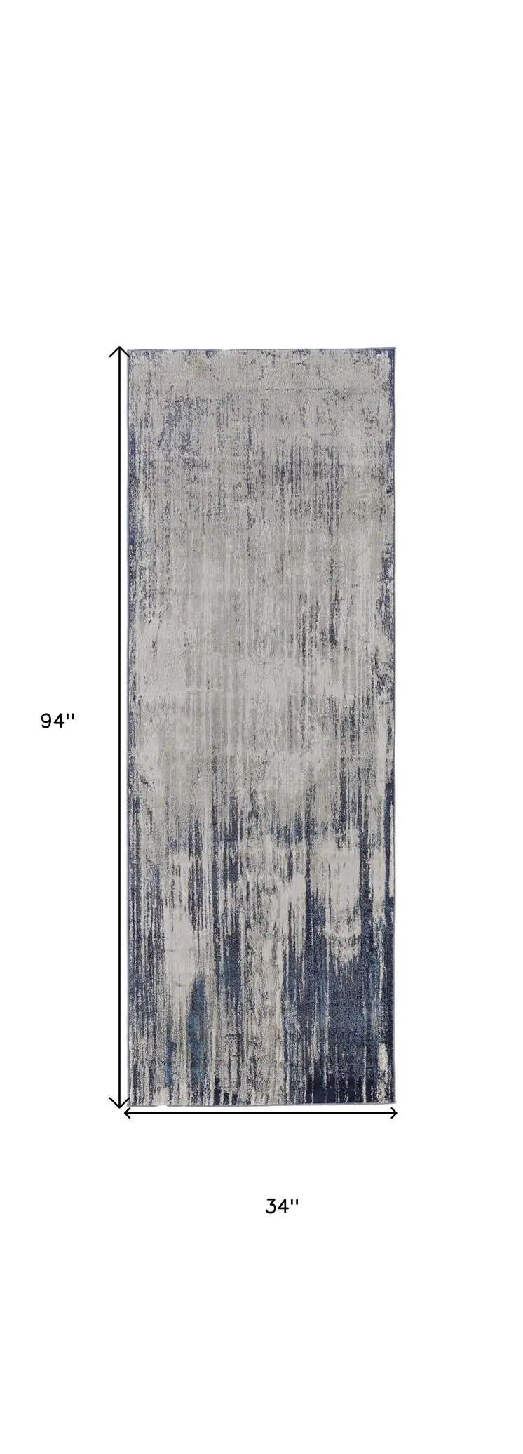 8' Tan Blue And Ivory Abstract Power Loom Distressed Runner Rug