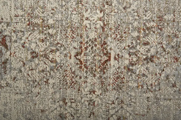 8' X 10' Tan and Ivory Floral Power Loom Distressed Non Skid Area Rug With Fringe