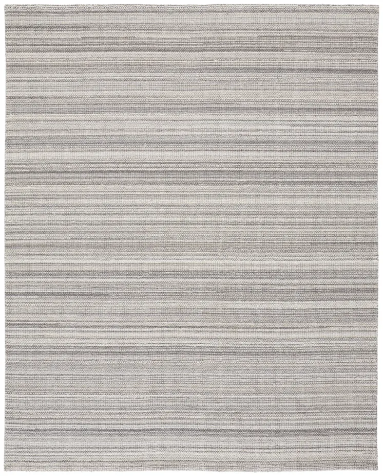 5' X 8' Gray And Taupe Wool Hand Woven Stain Resistant Area Rug
