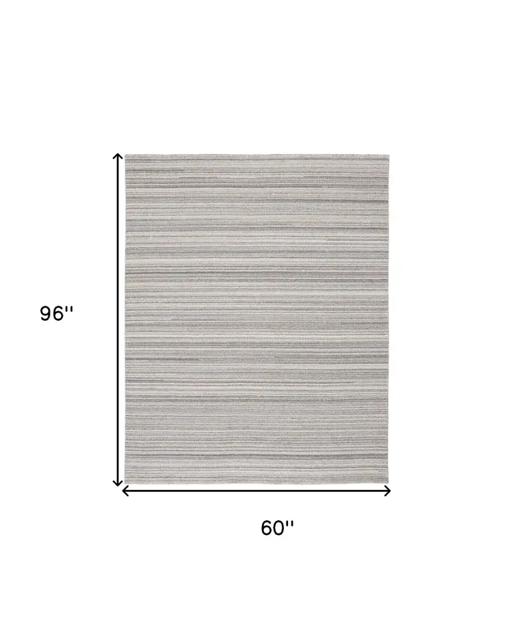 5' X 8' Gray And Taupe Wool Hand Woven Stain Resistant Area Rug