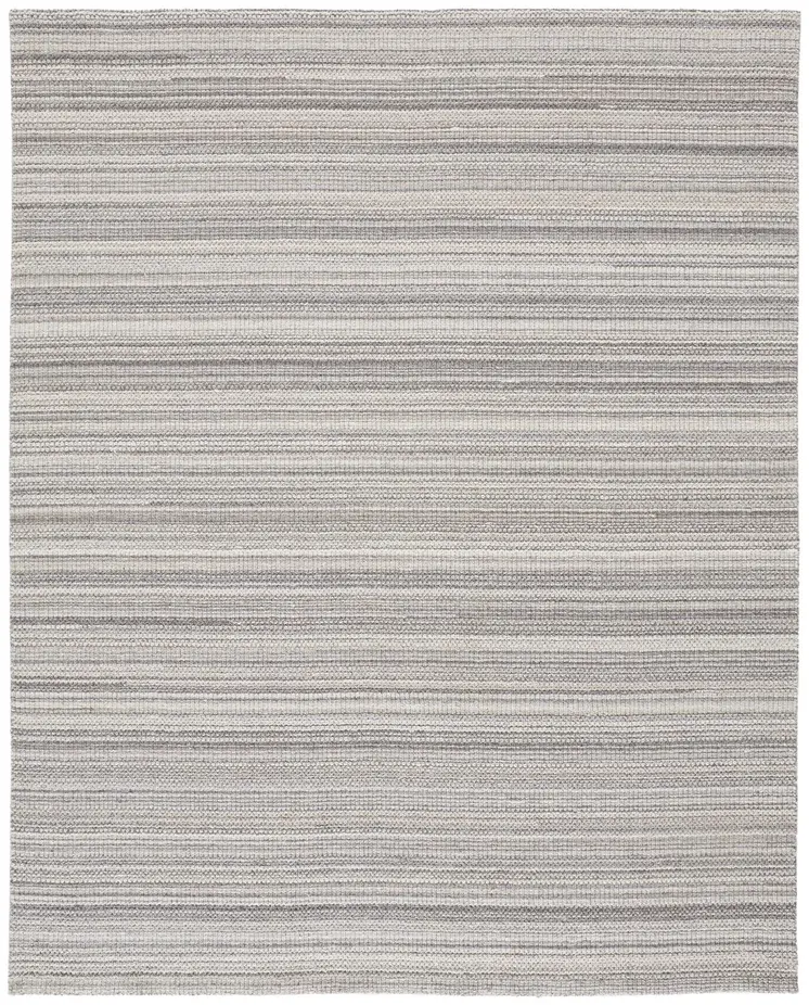8' X 10' Gray And Taupe Wool Hand Woven Stain Resistant Area Rug