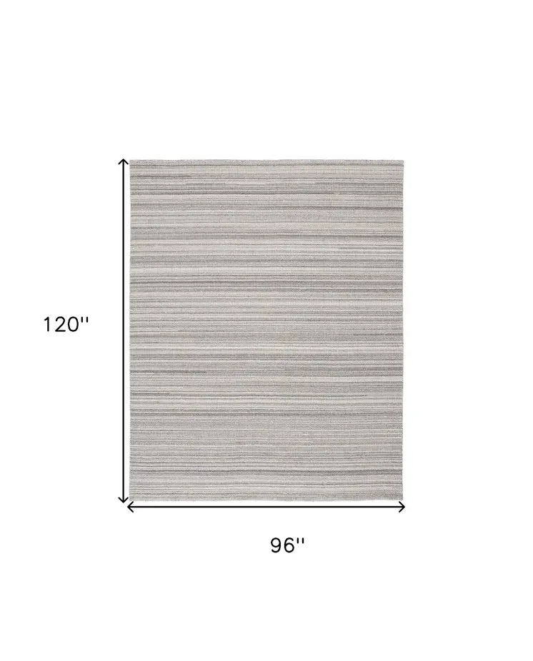 8' X 10' Gray And Taupe Wool Hand Woven Stain Resistant Area Rug