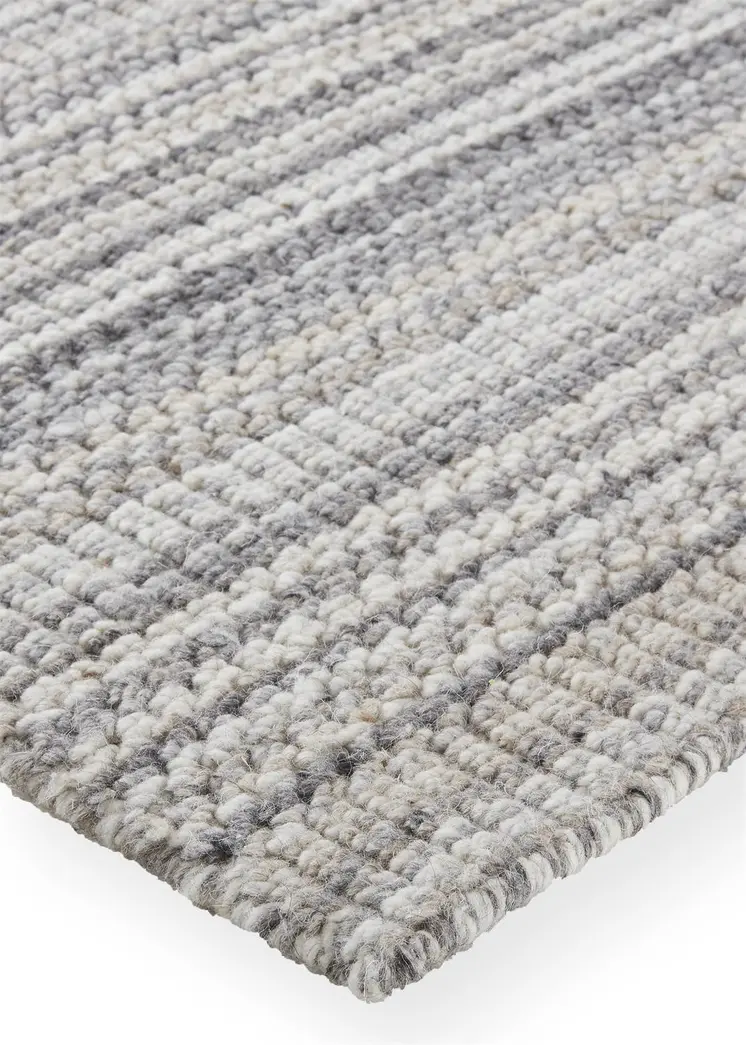 8' X 10' Gray And Taupe Wool Hand Woven Stain Resistant Area Rug