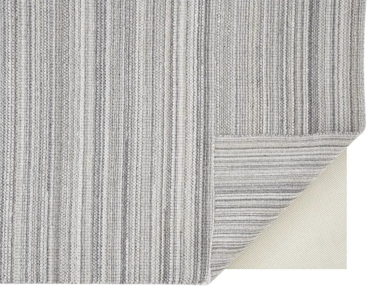 8' X 10' Gray And Taupe Wool Hand Woven Stain Resistant Area Rug