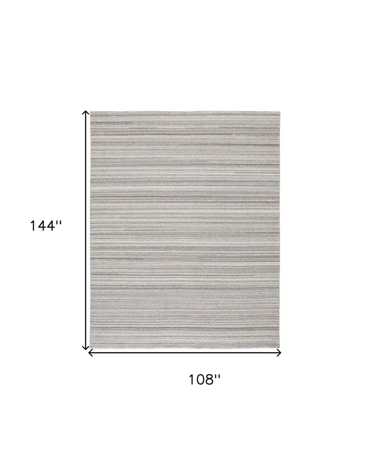 9' X 12' Gray And Taupe Wool Hand Woven Stain Resistant Area Rug