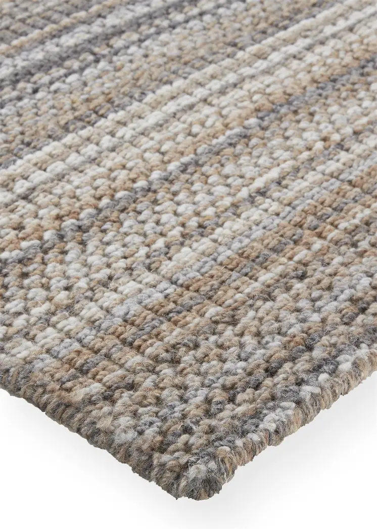 5' X 8' Brown And Taupe Wool Hand Woven Stain Resistant Area Rug