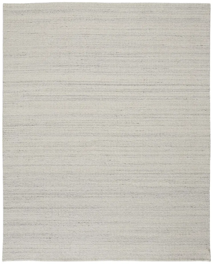 5' X 8' Ivory And Gray Wool Hand Woven Stain Resistant Area Rug