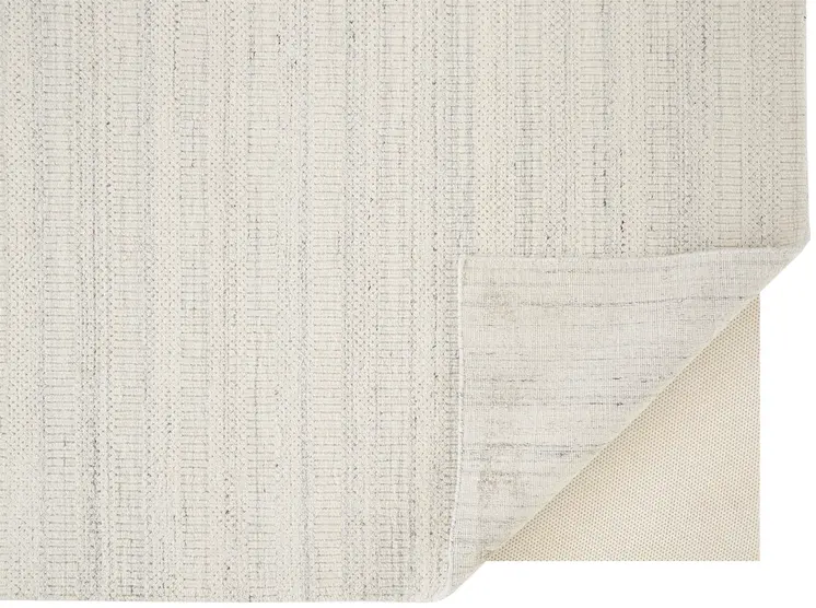 2' X 3' Ivory And Gray Wool Hand Woven Stain Resistant Area Rug
