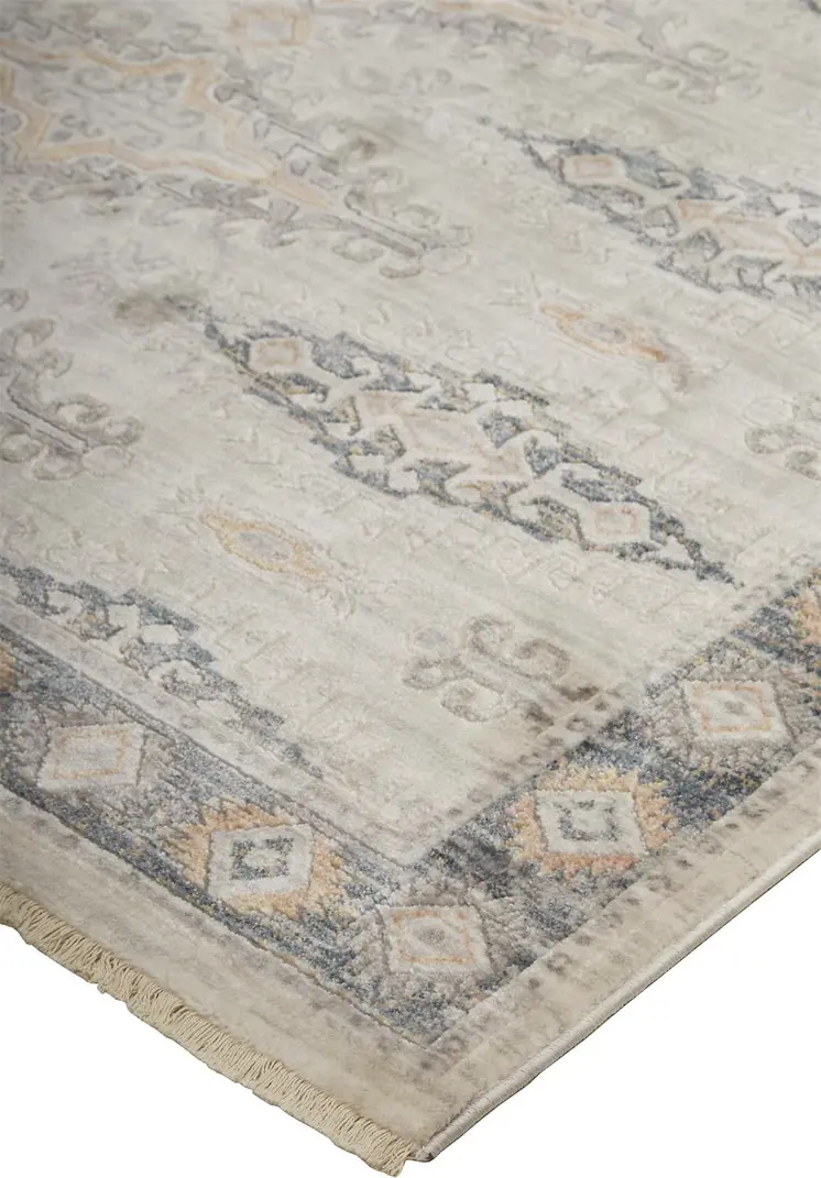 4' X 6' Gray and Black Floral Non Skid Area Rug