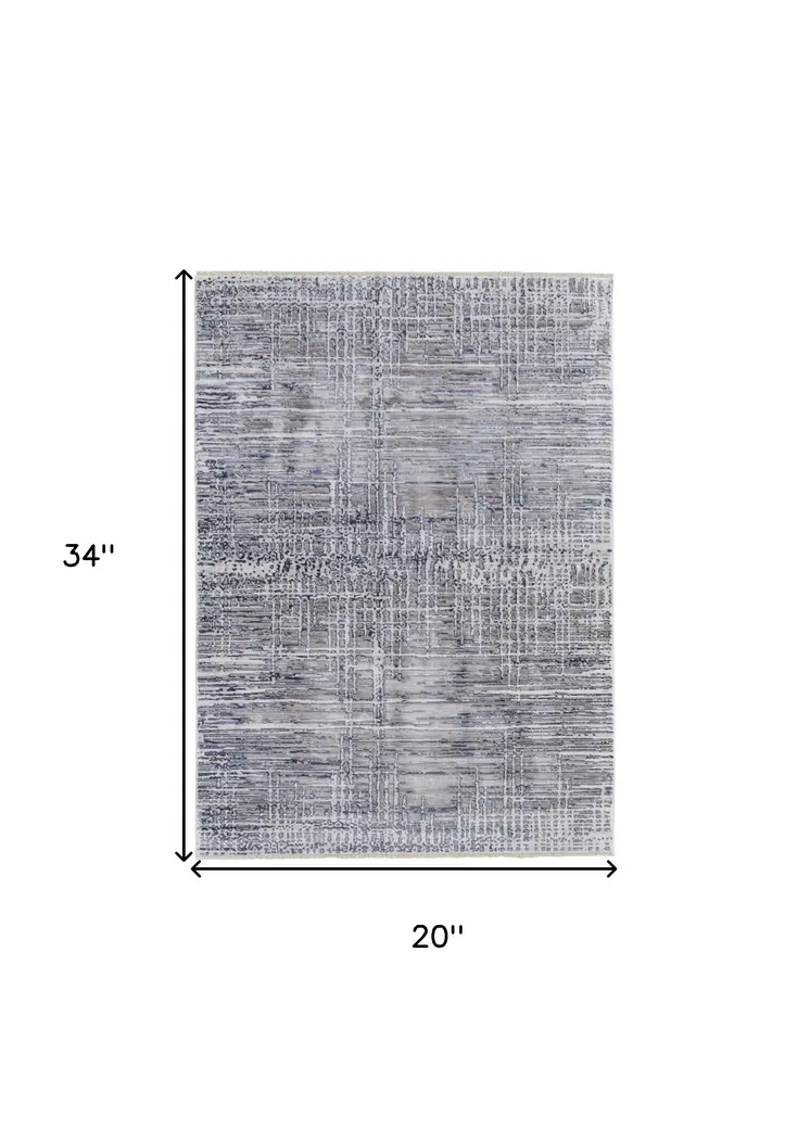 2' X 3' Gray And Blue Abstract Stain Resistant Area Rug