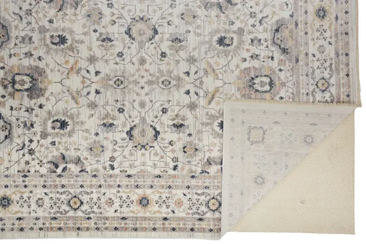 2' X 3' Tan Ivory And Blue Floral Stain Resistant Area Rug