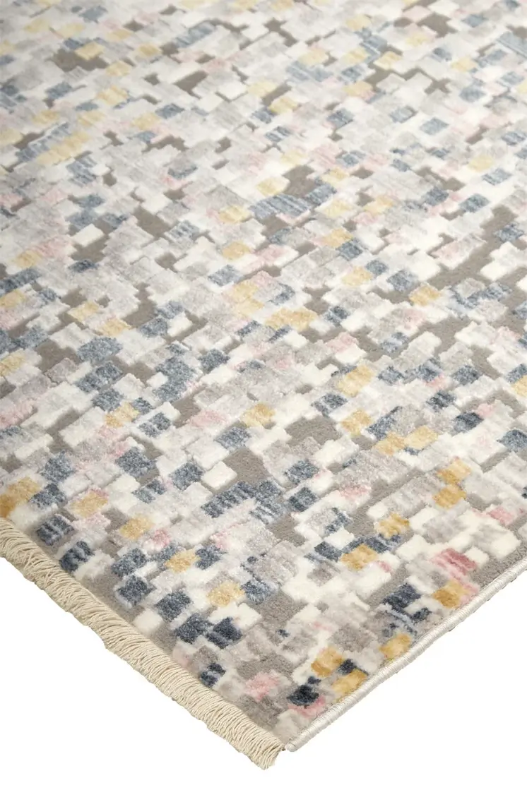 2' X 3' Taupe Tan And Orange Abstract Stain Resistant Area Rug
