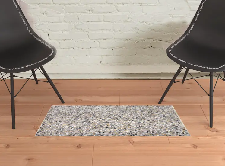 2' X 3' Taupe Tan And Orange Abstract Stain Resistant Area Rug