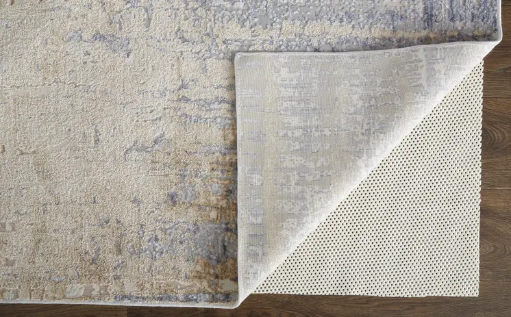 8' X 10' Tan and Brown Abstract Power Loom Distressed Non Skid Area Rug