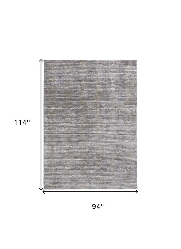 8' X 10' Taupe Silver and Tan Abstract Power Loom Non Skid Area Rug