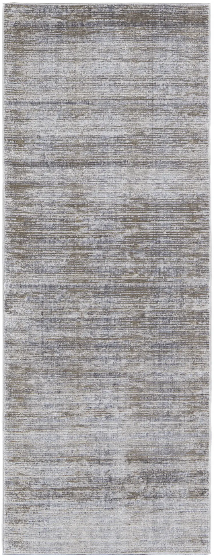 10' Taupe Silver and Tan Abstract Power Loom Non Skid Runner Rug