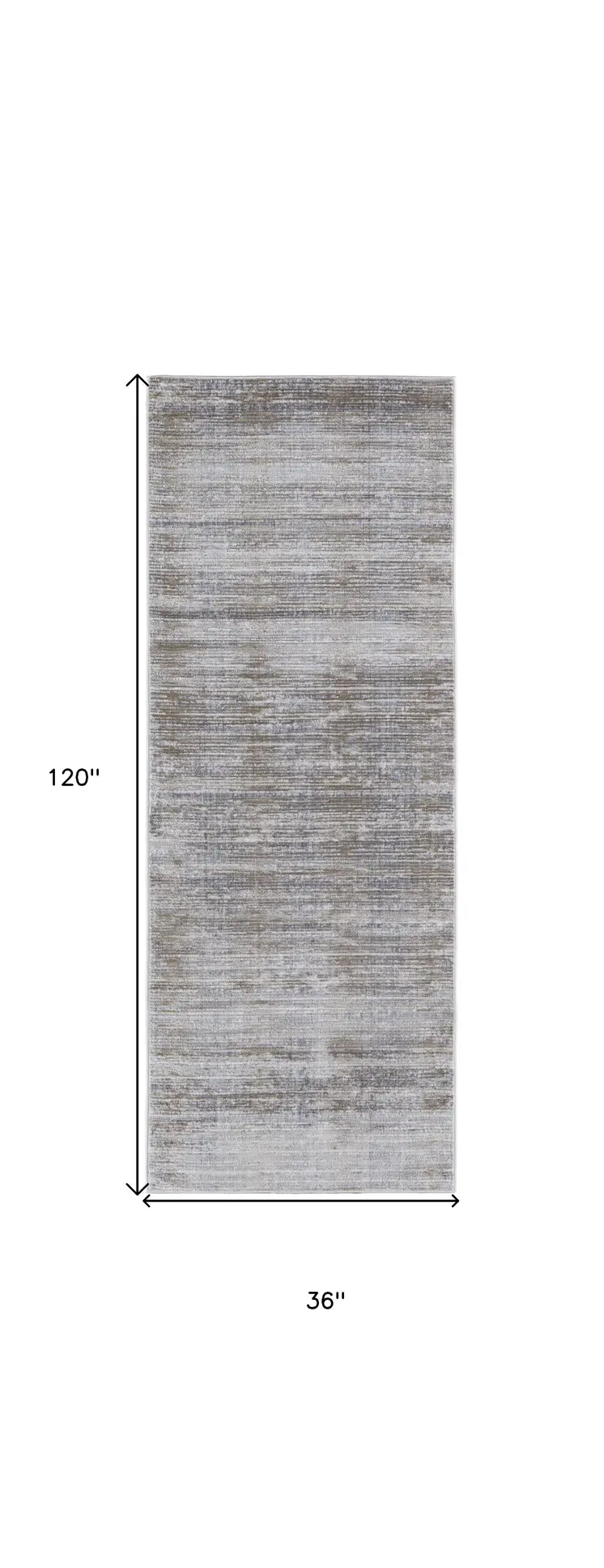 10' Taupe Silver and Tan Abstract Power Loom Non Skid Runner Rug