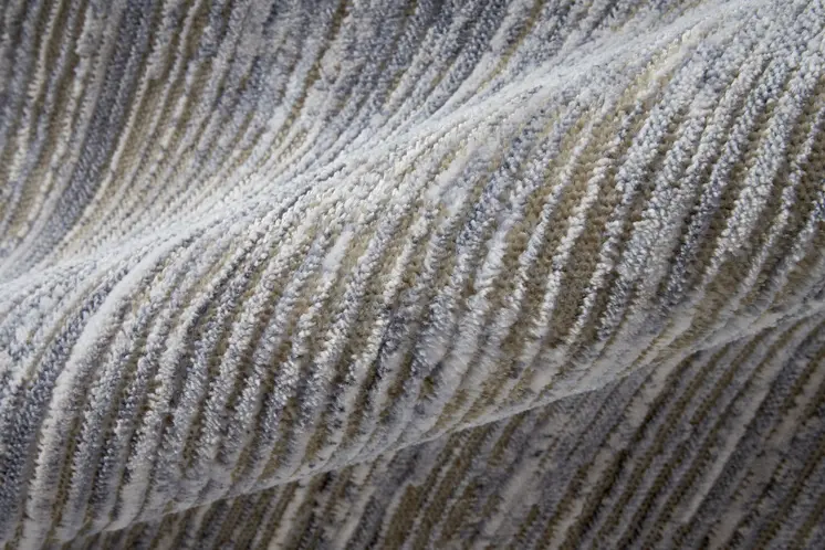 12' Taupe Silver And Tan Abstract Power Loom Runner Rug