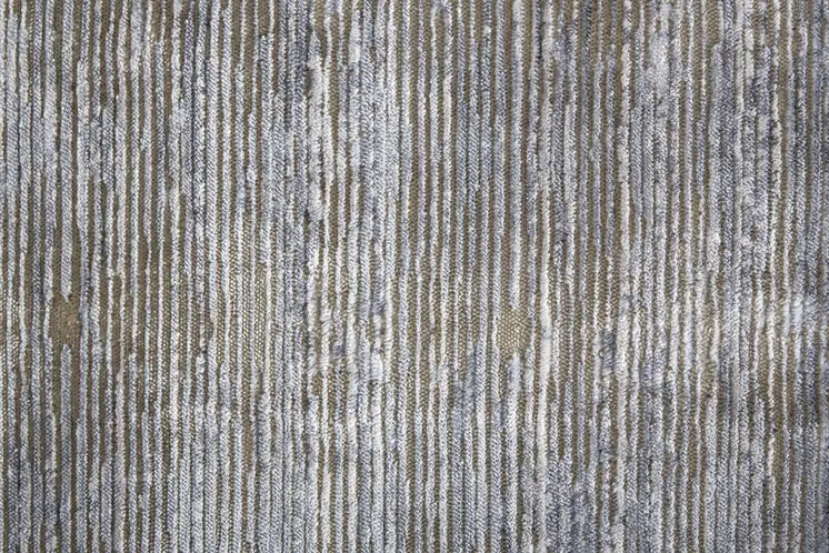 12' Taupe Silver And Tan Abstract Power Loom Runner Rug