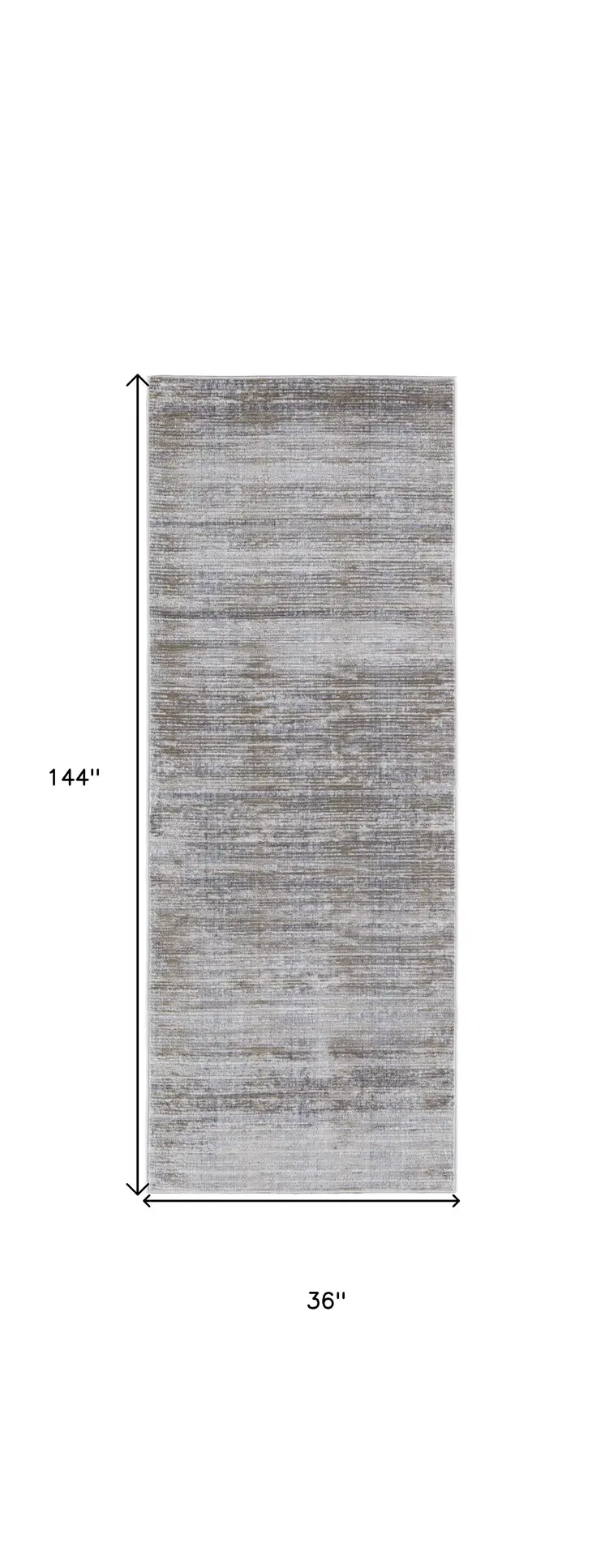 12' Taupe Silver And Tan Abstract Power Loom Runner Rug