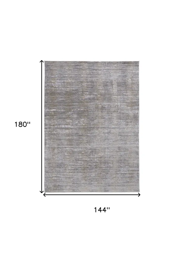 12' X 15' Taupe Silver And Tan Abstract Power Loom Area Rug