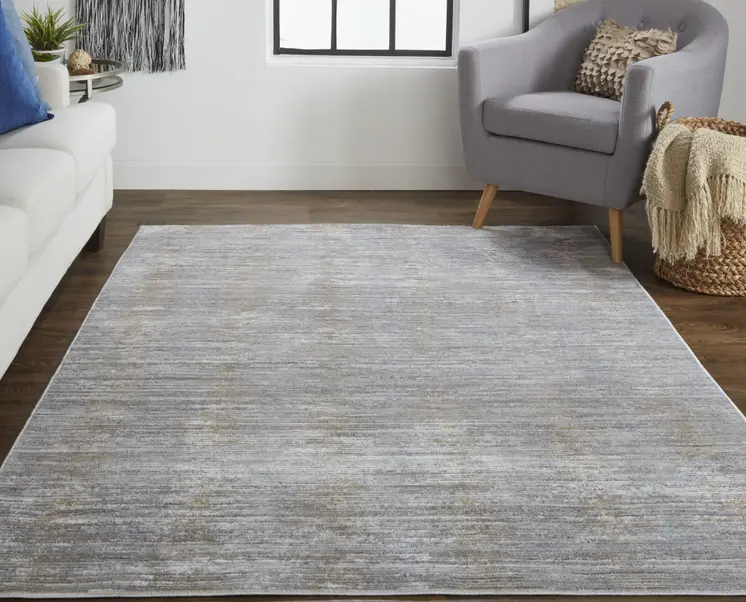 12' X 15' Taupe Silver And Tan Abstract Power Loom Area Rug